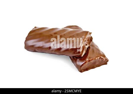 Two full rectangular marshmallow rolls isolated on white background Stock Photo