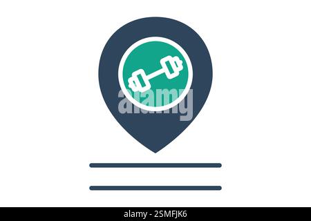 Location icon. solid icon style. icon related to gym and fitness. gym elements vector illustration Stock Vector