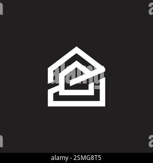 letters ze simple emblem overlap house logo vector Stock Vector