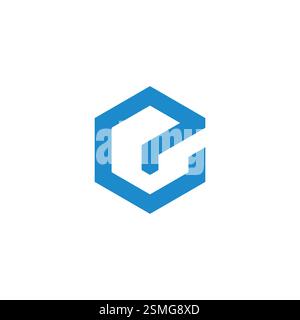 letter e ice cube blue simple logo vector Stock Vector
