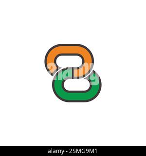 number 28 colorful simple geometric chain logo vector Stock Vector