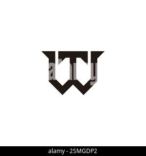 letters wt simple linked geometric lines logo vector Stock Vector
