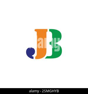 letter jb vintage simple slice colorful logo vector Stock Vector