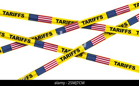 American tariffs symbol and US government taxation or punative tariff trade war policy or duties imposed on imports and exports by a government Stock Photo