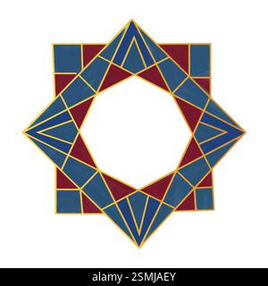 Islamic geometric art work, watercolor Islamic geometric art design vector Stock Vector