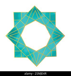 Islamic geometric art work, watercolor Islamic geometric art design vector Stock Vector