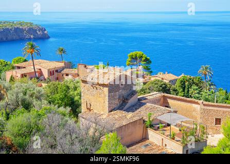 Lluc Alcari village, high angle view, Mallorca, Balearic Islands, Spain Stock Photo