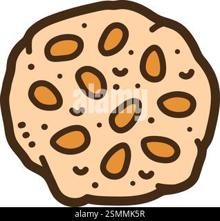 Rempeyek vector doodle illustration and graphic. Part of indonesian snacks category. Stock Vector