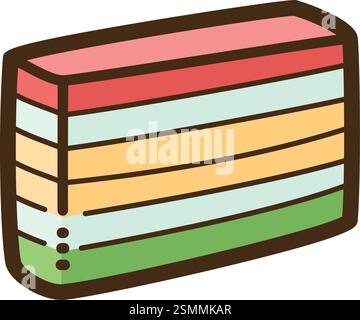 Kue lapis vector doodle illustration and graphic. Part of indonesian snacks category. Stock Vector