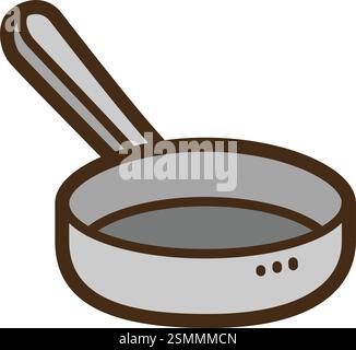 Frying pan vector doodle illustration and graphic. Part of kitchen and cooking category. Stock Vector