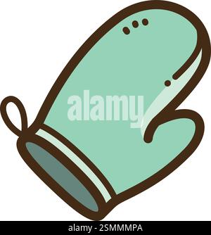 Oven mitt vector doodle illustration and graphic. Part of kitchen and cooking category. Stock Vector