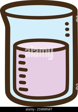 Beaker vector doodle illustration and graphic. Part of laboratory category. Stock Vector