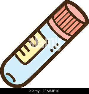 Sample tube vector doodle illustration and graphic. Part of laboratory category. Stock Vector