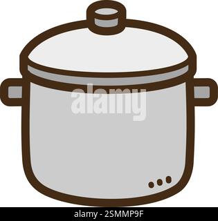 Sauce pot vector doodle illustration and graphic. Part of kitchen and cooking category. Stock Vector