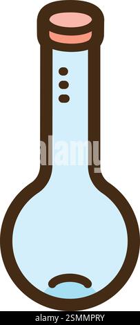Kjeldahl flask vector doodle illustration and graphic. Part of laboratory category. Stock Vector