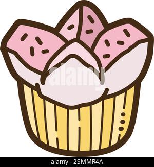 Bolu kukus vector doodle illustration and graphic. Part of indonesian snacks category. Stock Vector