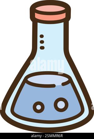 Conical flask vector doodle illustration and graphic. Part of laboratory category. Stock Vector