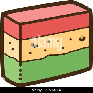 Bolu puding vector doodle illustration and graphic. Part of indonesian snacks category. Stock Vector