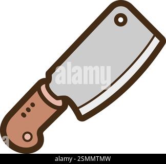Butcher knife vector doodle illustration and graphic. Part of kitchen and cooking category. Stock Vector