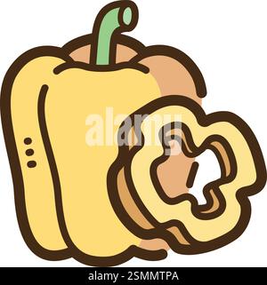 Bell pepper vector doodle illustration and graphic. Part of raw food and ingredient category. Stock Vector