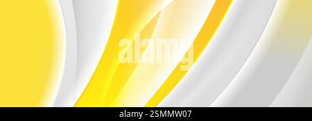 Vivid yellow and grey smooth elegant waves abstract banner design. Vector background Stock Vector