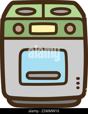 Gas stove vector doodle illustration and graphic. Part of kitchen and cooking category. Stock Vector