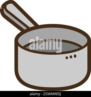 Saucepan vector doodle illustration and graphic. Part of kitchen and cooking category. Stock Vector