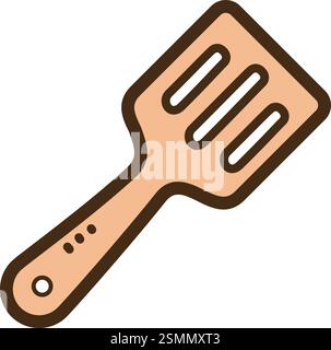 Slotted spatula vector doodle illustration and graphic. Part of kitchen and cooking category. Stock Vector
