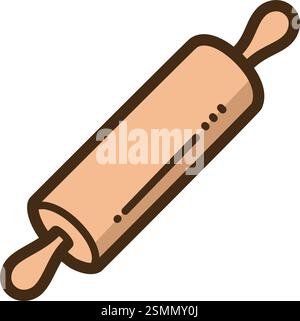 Rolling pin vector doodle illustration and graphic. Part of kitchen and cooking category. Stock Vector
