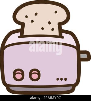 Toaster vector doodle illustration and graphic. Part of kitchen and cooking category. Stock Vector