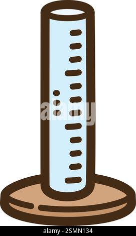 Graduated cylinder vector doodle illustration and graphic. Part of laboratory category. Stock Vector