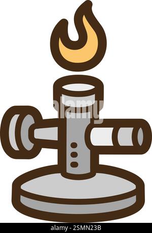 Bunsen burner vector doodle illustration and graphic. Part of laboratory category. Stock Vector