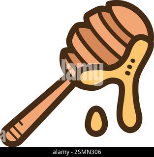 Honey vector doodle illustration and graphic. Part of raw food and ingredient category. Stock Vector