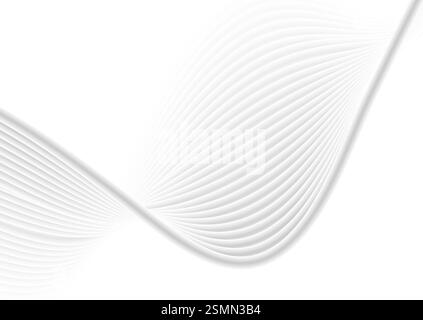 Abstract white grey smooth linear waves minimal elegant background. Vector design Stock Vector