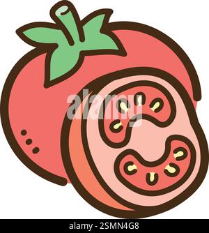 Tomatoes vector doodle illustration and graphic. Part of raw food and ingredient category. Stock Vector