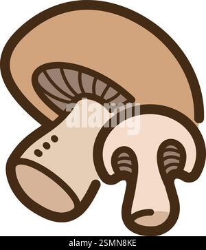 Mushrooms vector doodle illustration and graphic. Part of raw food and ingredient category. Stock Vector