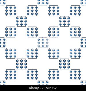 Blockchain Technology with 9 Blocks vector concept blue seamless pattern or background Stock Vector