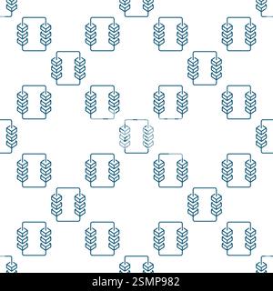 Block-Chain vector concept seamless pattern. Blockchain with 6 blocks Crypto background in thin line style Stock Vector