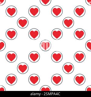 Hearts Playing Card Suit vector concept round solid seamless pattern or background Stock Vector