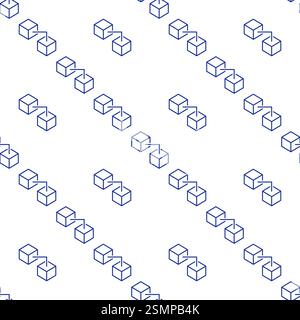 Two Connected Blocks - Blockchain Technology linear vector concept seamless pattern or background Stock Vector