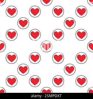 Circle with Hearts Playing Card Suit vector concept solid seamless pattern or background Stock Vector