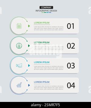 5 data infographics rectangle tab layout template. Illustration ...