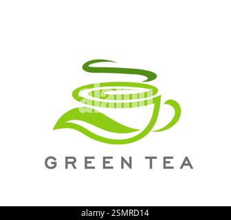 green leaf tea cup modern logo vector icon symbol graphic design ...