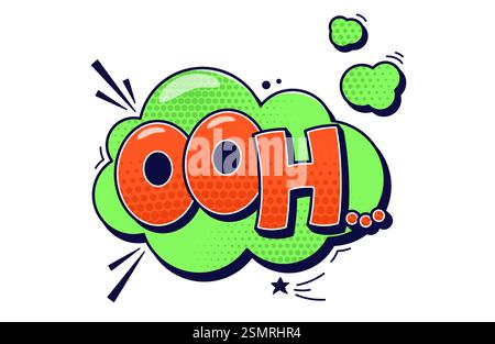 Speech bubble Ooh. Red halftone text on green background. Stock Vector