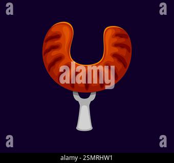 Fast food sausage snack cartoon alphabet font letter Y. Street cafe Latin font typeset element, fast food restaurant appetizer cartoon vector ABC font Stock Vector
