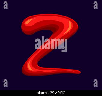 Fast food ketchup sauce meal cartoon ABC font letter Z. Takeaway menu snack font typeset letter, fastfood meal cartoon vector Latin font element. Stre Stock Vector