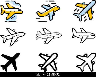 Plane icon set. Airplane icon vector Stock Vector