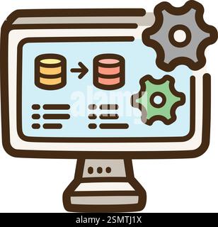 Information technology vector doodle illustration and graphic. Part of science category. Stock Vector