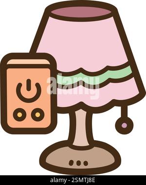 Smart desklamp vector doodle illustration and graphic. Part of smart appliances category. Stock Vector