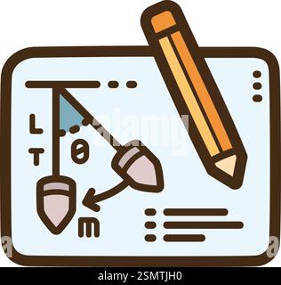 Physics vector doodle illustration and graphic. Part of science category. Stock Vector